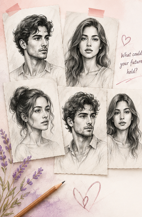 Sample pencil-style portrait sketches